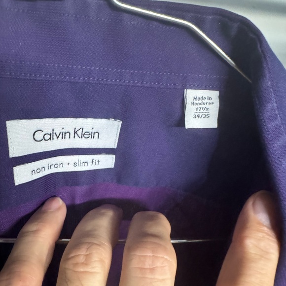 Calvin Klein long sleeve dress shirt size 17 1/2 34/35 deep purple - Picture 2 of 3
